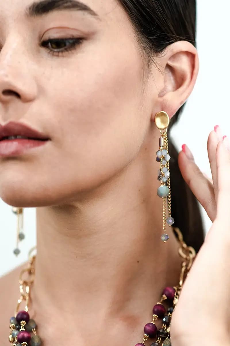 MYA ACCESSORIES | Orecchini a catena con pietre - 3
