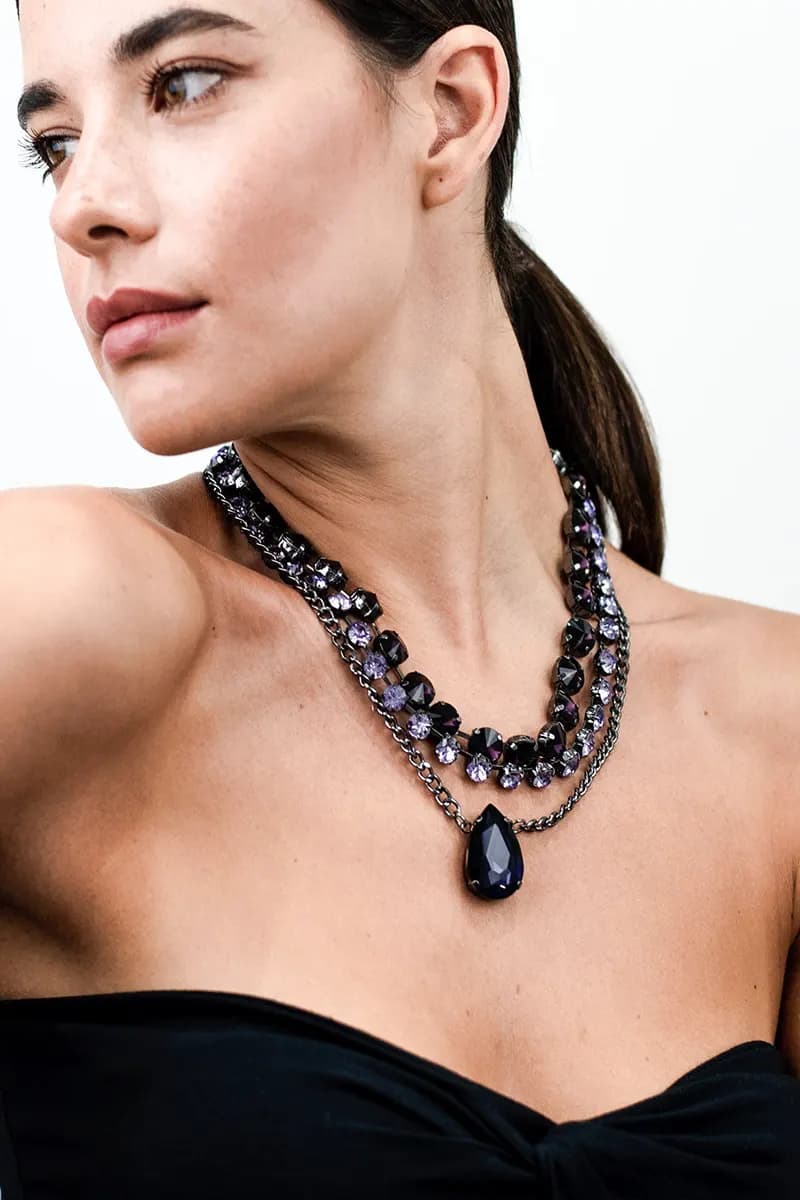 MYA ACCESSORIES | Girocollo in metallo gun con pietre in vetro - 3