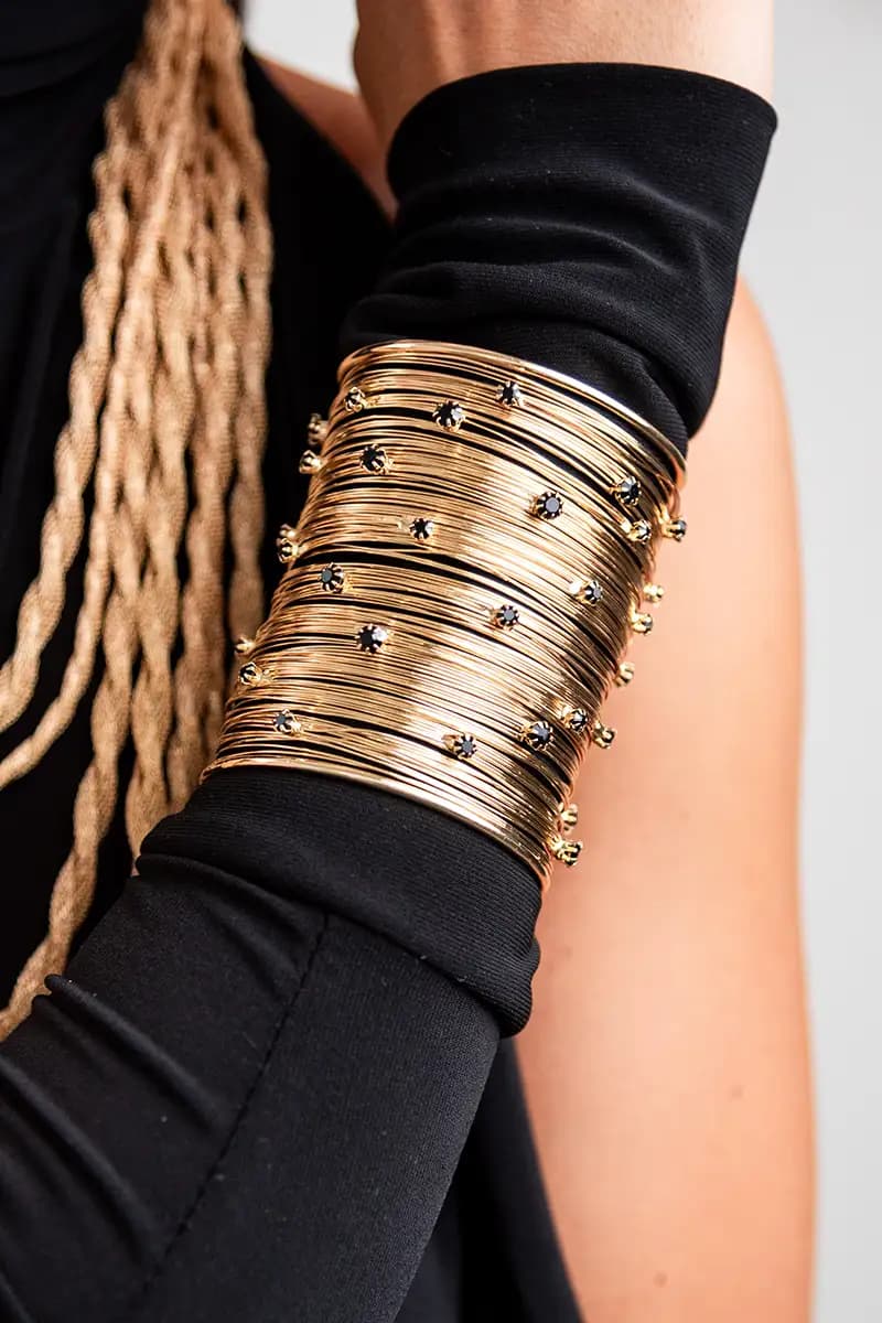 MYA ACCESSORIES | Bracciale rigido bangle in metallo con strass - 3