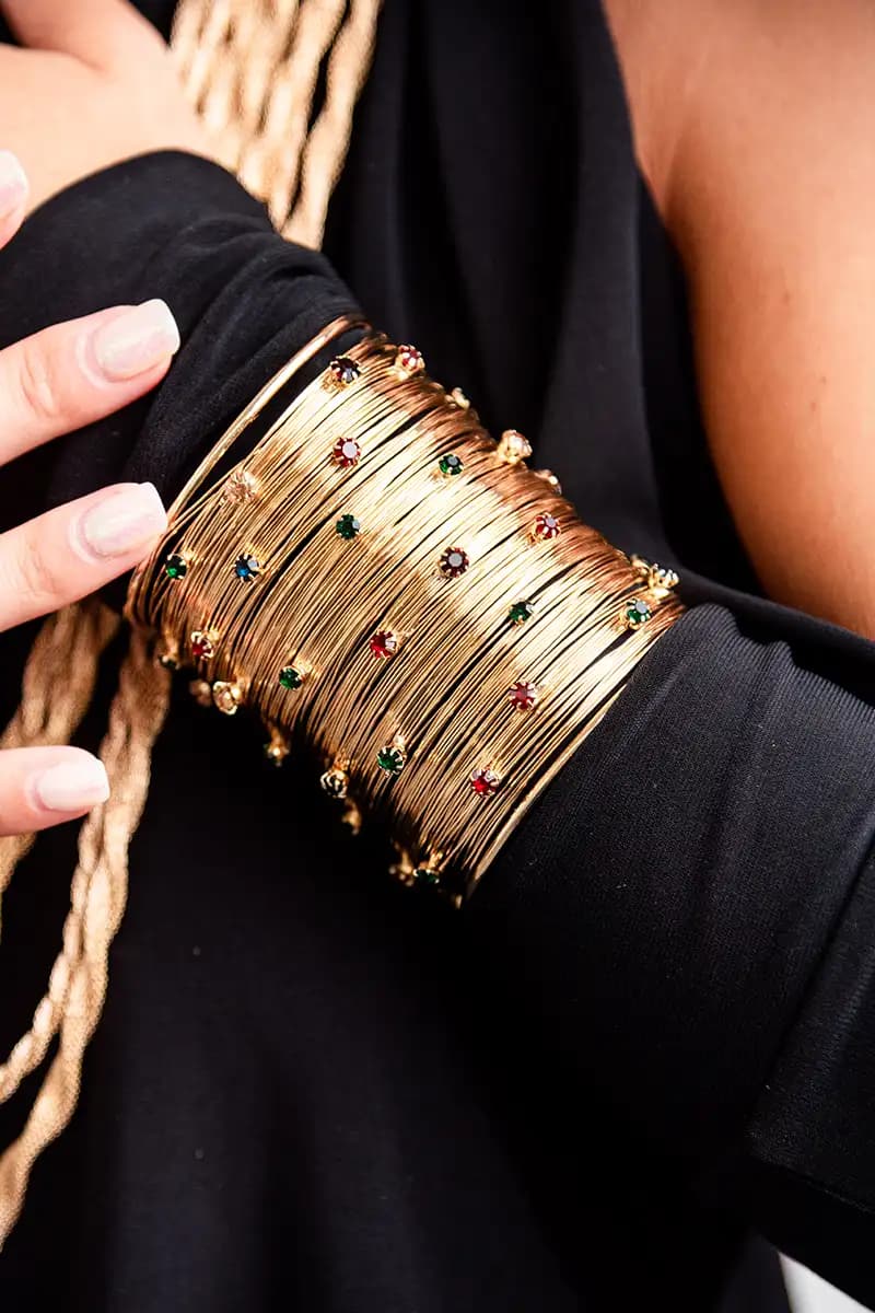 MYA ACCESSORIES | Bracciale rigido bangle in metallo con strass - 3