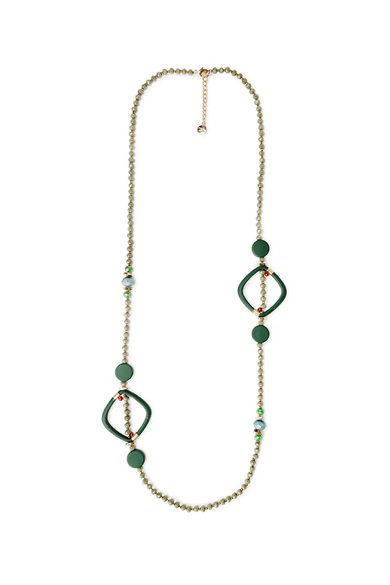 MYA ACCESSORIES | Collana lunga microcristalli con rombi - 2
