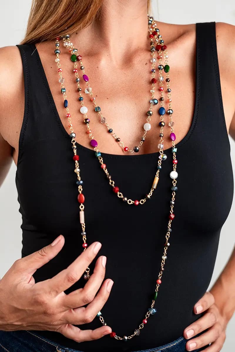 MYA ACCESSORIES | Collana lunga con pietre multicolore - 3
