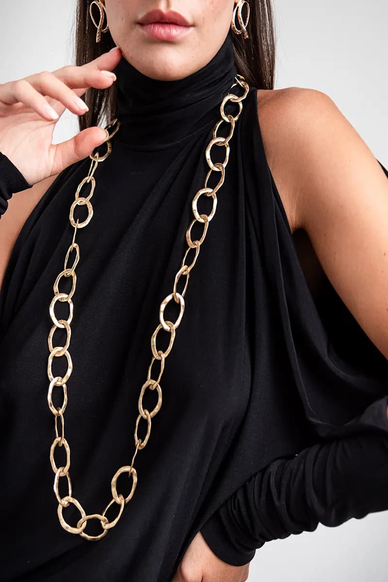 MYA ACCESSORIES | Collana lunga catena martellata - 3