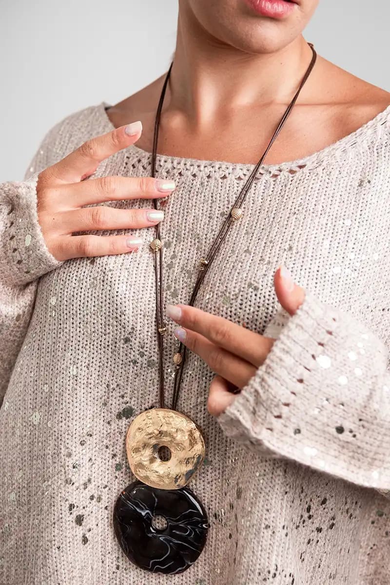 MYA ACCESSORIES | Collana lunga laccio pendente donut - 3
