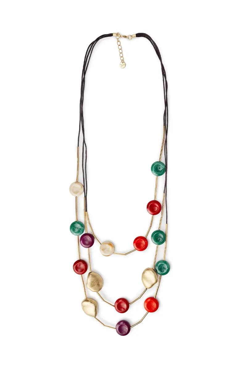MYA ACCESSORIES | Collana a tre fili con inserti in resina - 2