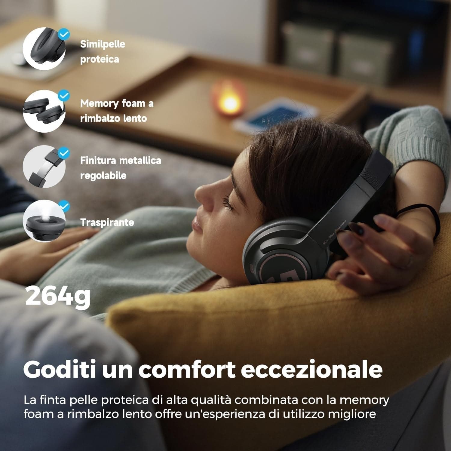 Cuffie wireless SoundPEATS Space riduzione attiva del rumore 5.3 over-ear ENC - 5
