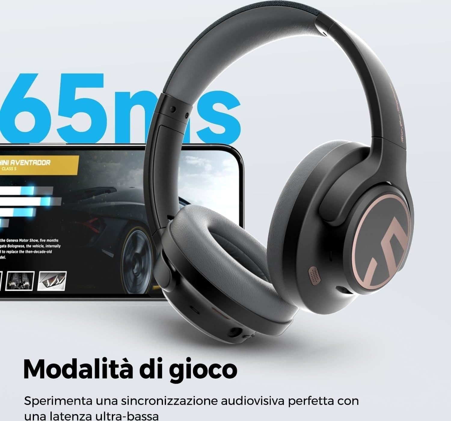 Cuffie wireless SoundPEATS Space riduzione attiva del rumore 5.3 over-ear ENC - 8