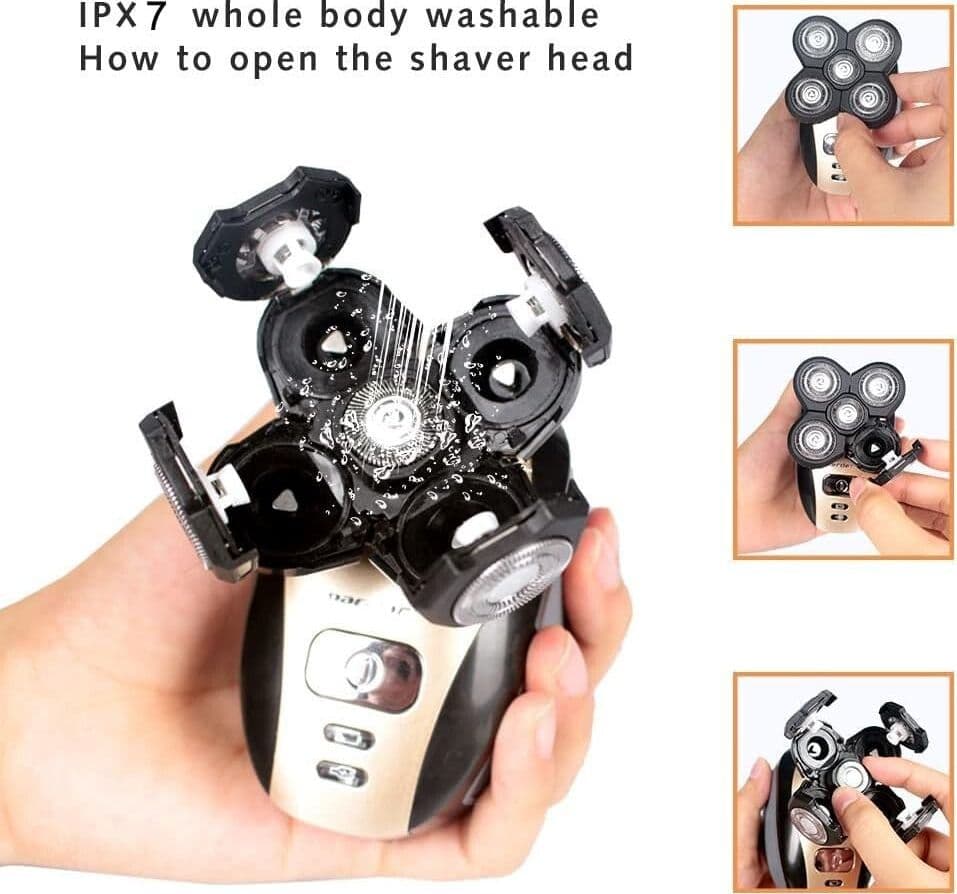 Rasoio elettrico da uomo,5 in 1, rasoio per il viso 4D con testina flottante - 3