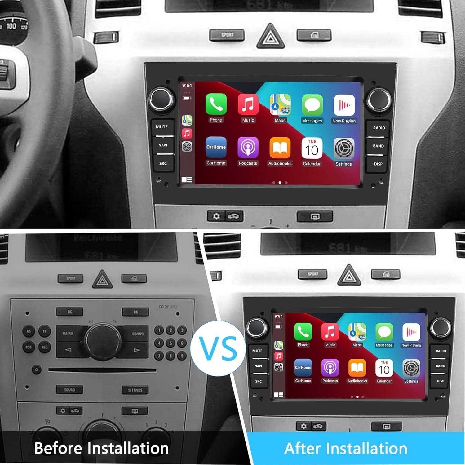 Autoradio 2 DIN per Opel Corsa d Astra h Zafira b Meriva Vivaro Bluetooth Argent - 4