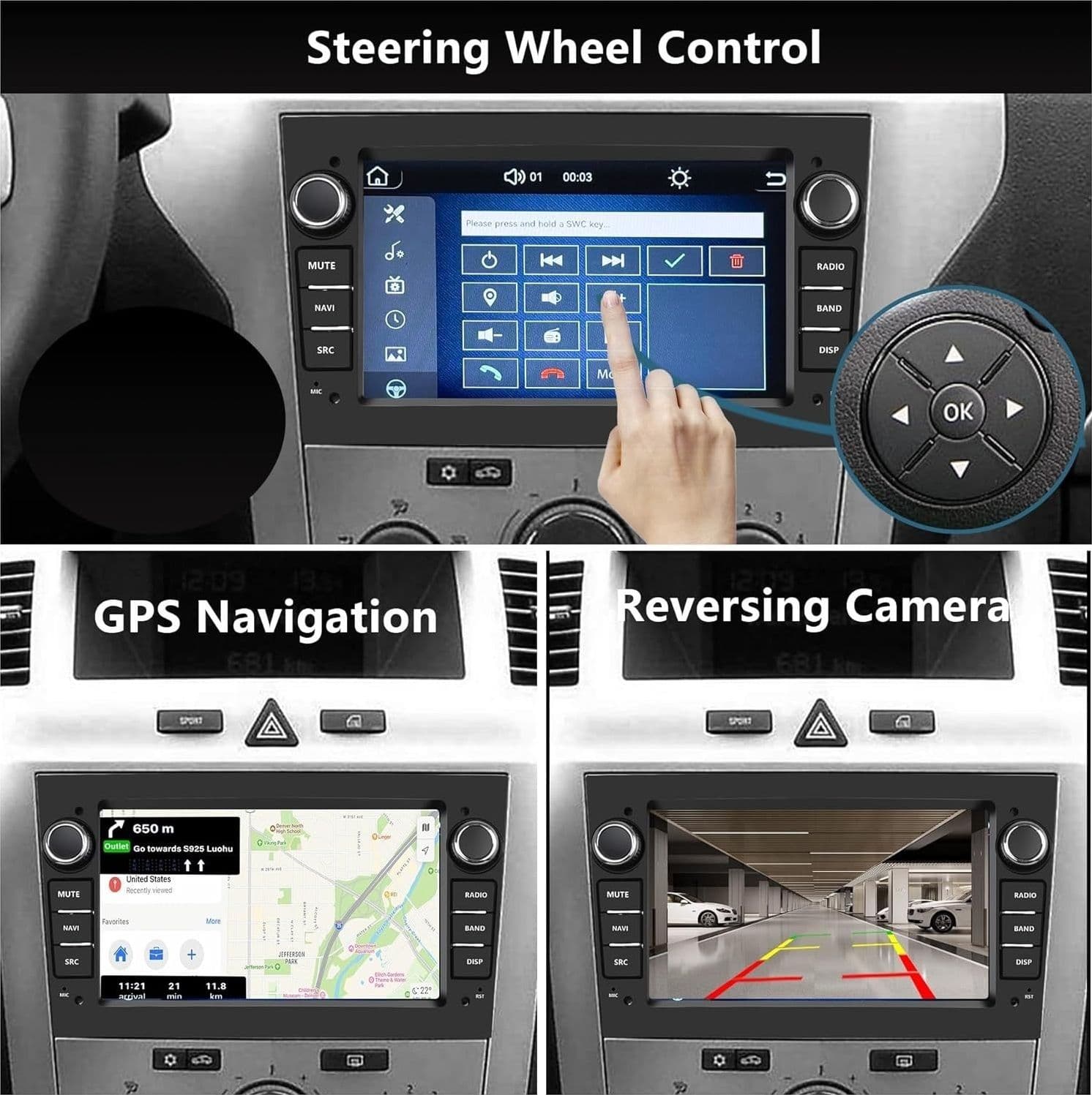 Autoradio 2 DIN per Opel Corsa d Astra h Zafira b Meriva Vivaro Bluetooth Argent - 6
