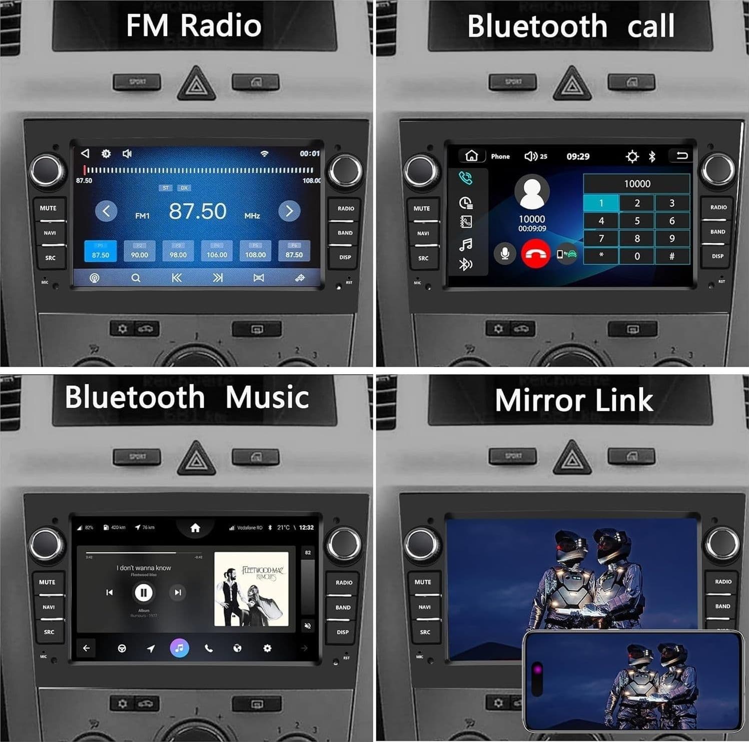 Autoradio 2 DIN per Opel Corsa d Astra h Zafira b Meriva Vivaro Bluetooth Argent - 7