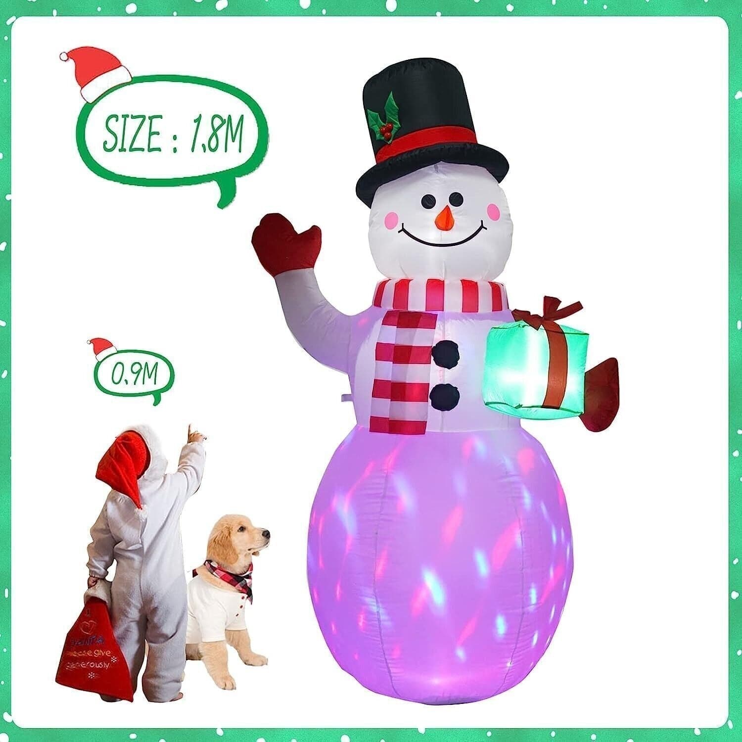 Pupazzo di Neve Gonfiabile 1,8 metri Decorazione natalizia - Natale - 6