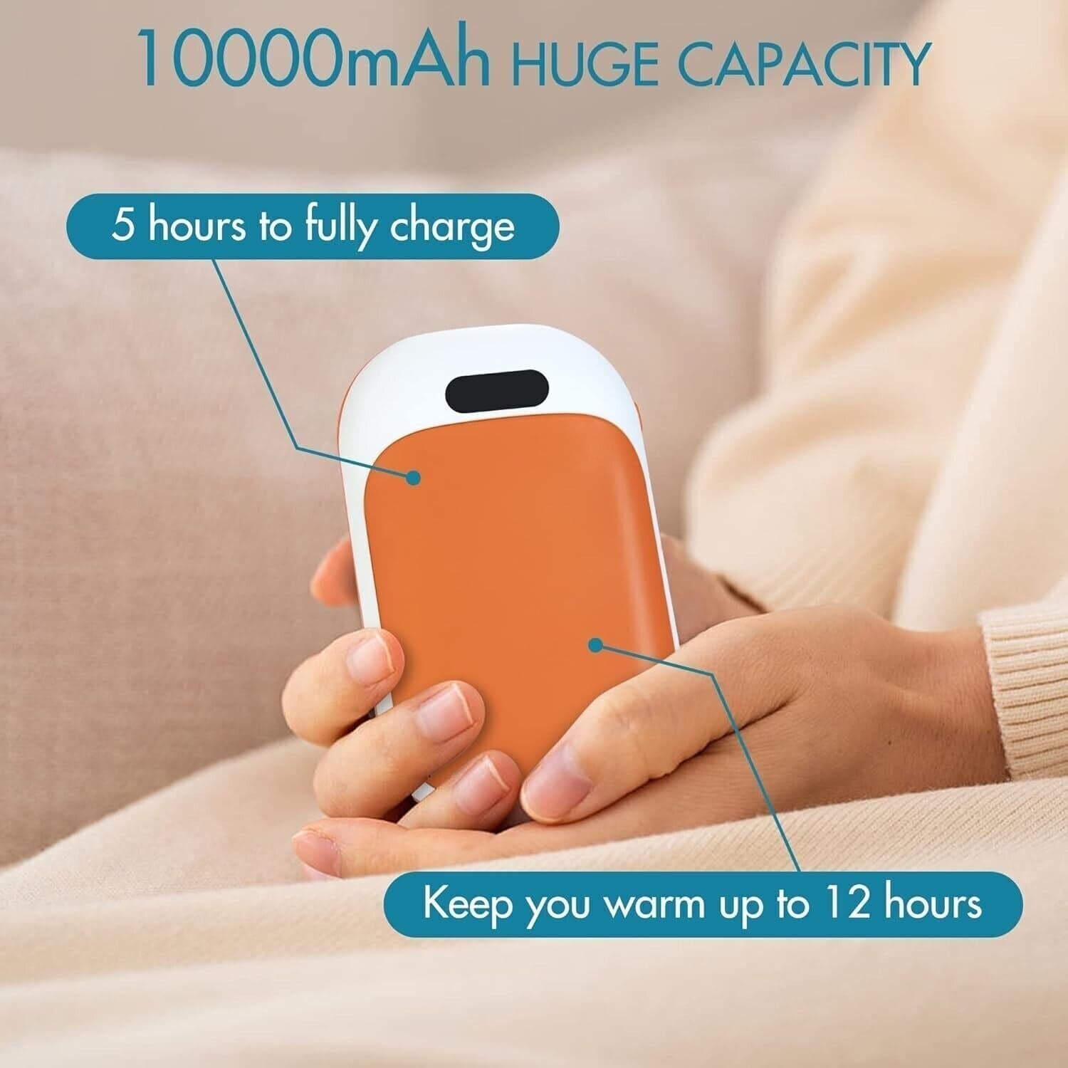 Scaldamani ricaricabile, riscaldatore tascabile elettrico portatile - 5