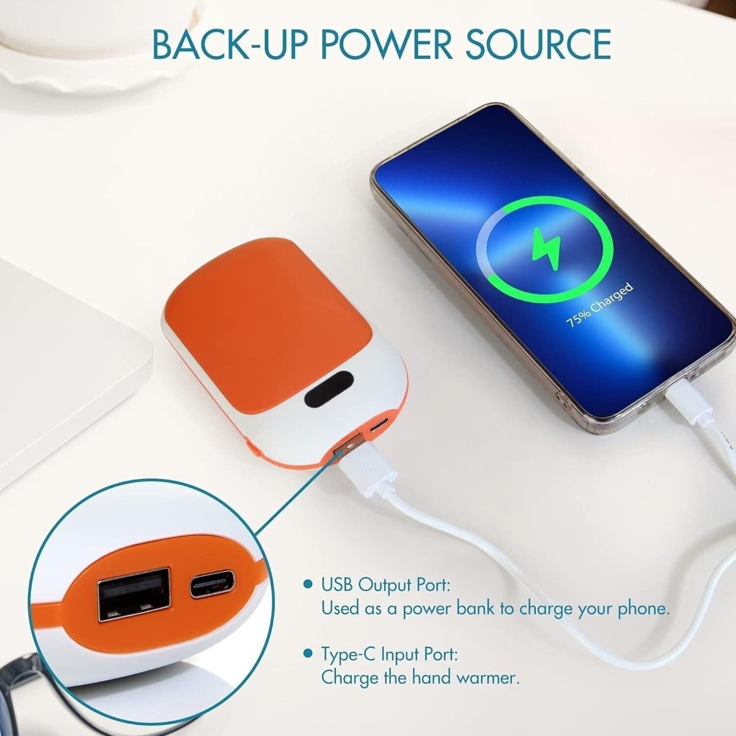 Scaldamani ricaricabile, riscaldatore tascabile elettrico portatile - 6