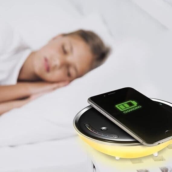 MOONY - Lampada notturna 24 LED con base di ricarica wireless per smartphone - 2