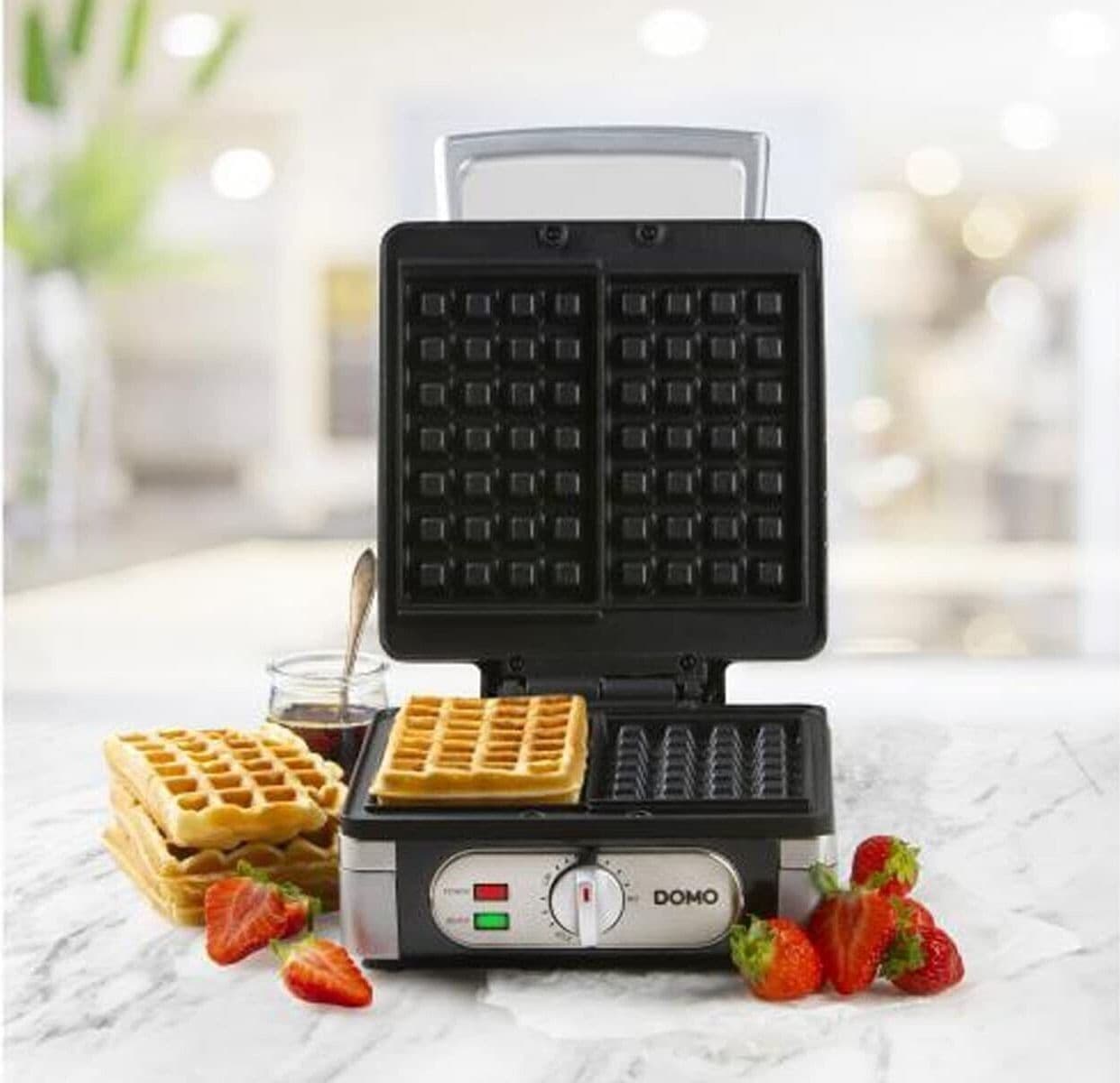 DOMO Piastra per wafel 2 in 1, per cialde di forma quadrata extra spesse - 2