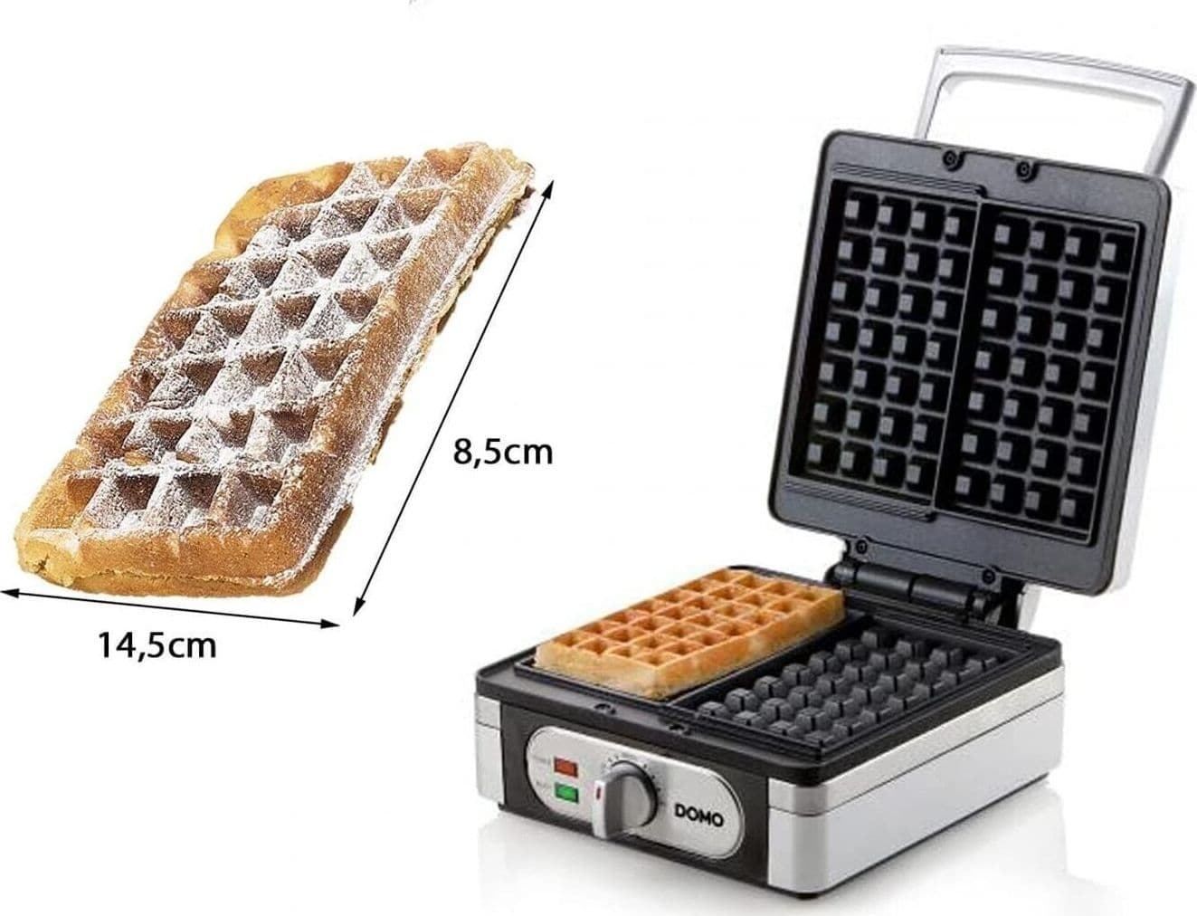 DOMO Piastra per wafel 2 in 1, per cialde di forma quadrata extra spesse - 7