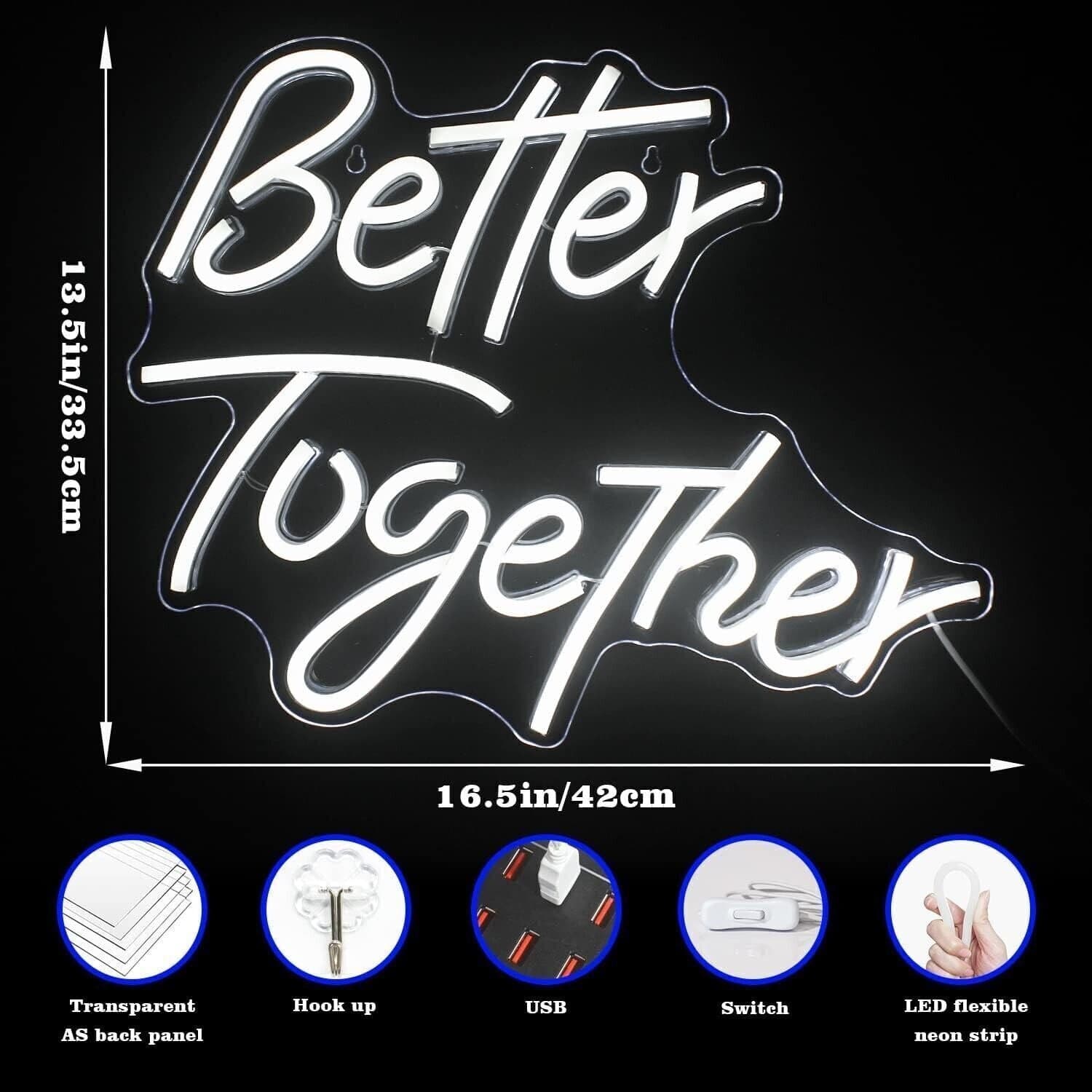 Better Together parole insegne al neon Luce al neon a led bianca calda Lettere - 2