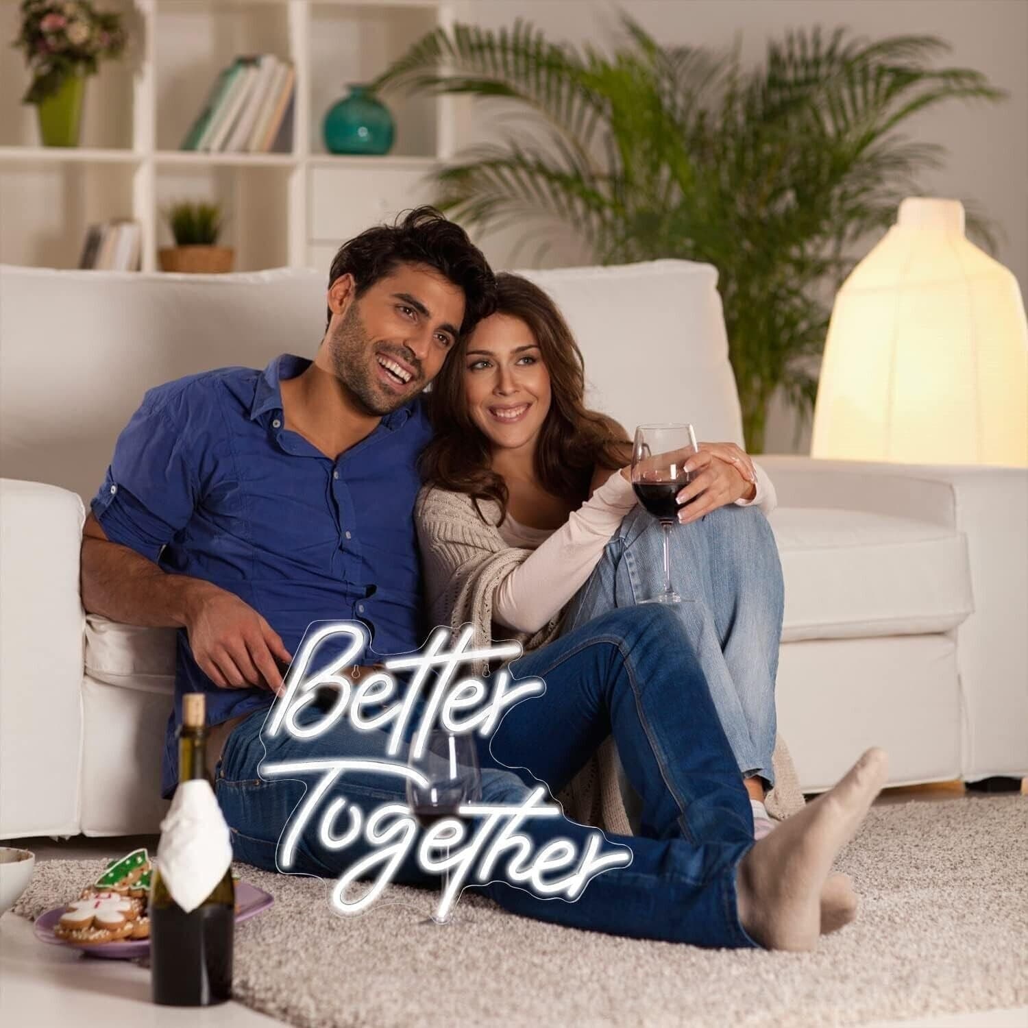 Better Together parole insegne al neon Luce al neon a led bianca calda Lettere - 5