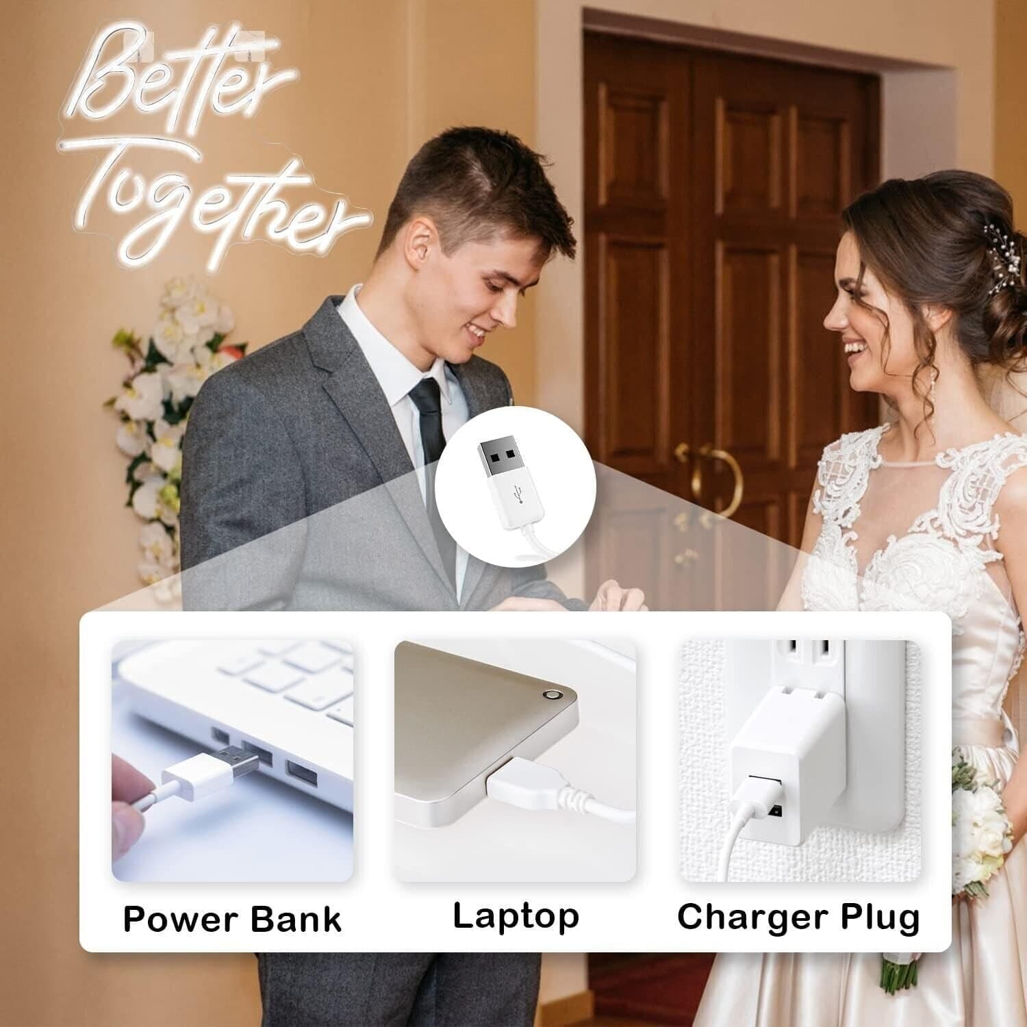 Better Together parole insegne al neon Luce al neon a led bianca calda Lettere - 6
