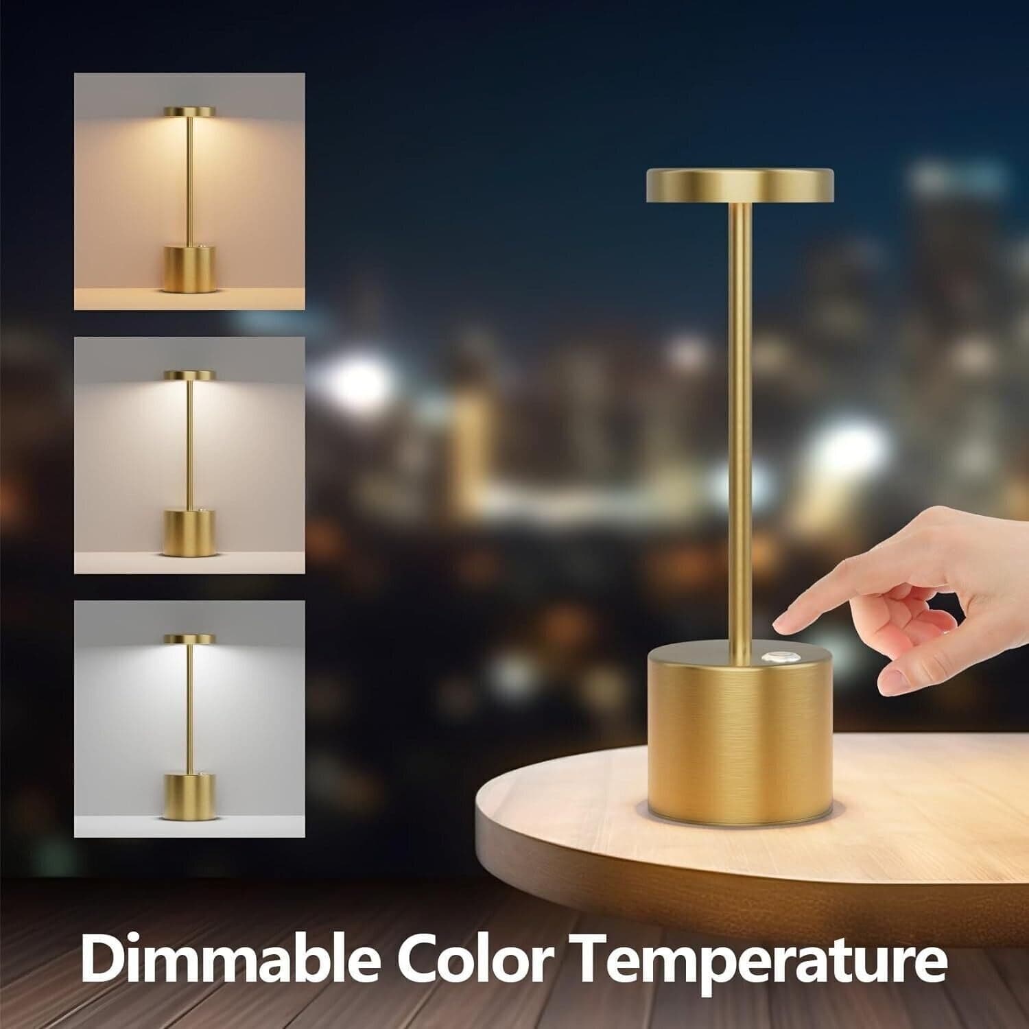 Lampada da tavolo LED senza fili Coinmit dorata, confezione da 2 lampade - 4