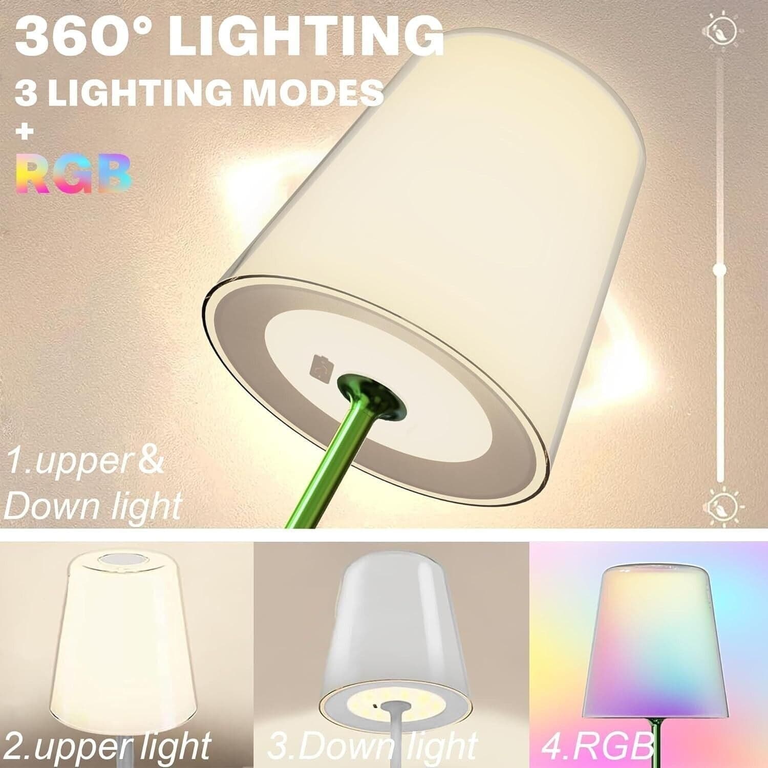 Palmina Lampada da tavolo ricaricabile senza fili RGB Multicolore dimmerabile - 5