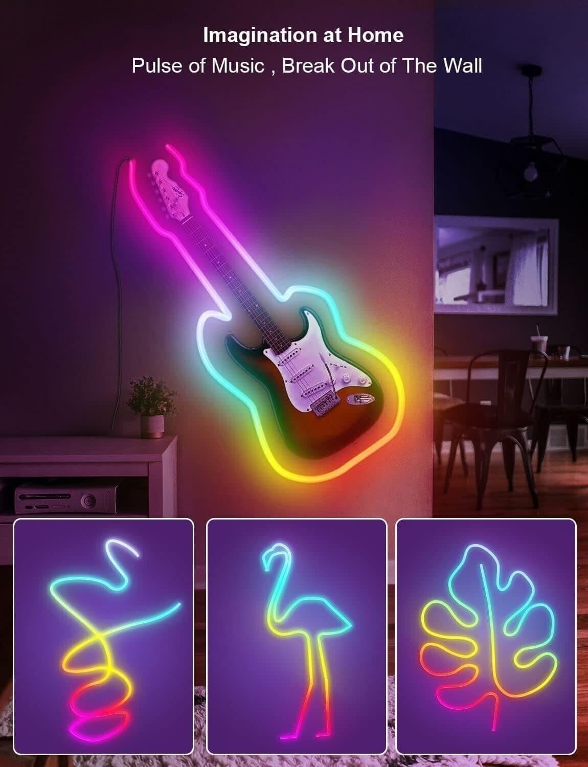 LPDISPLAY RGBIC Neon Strisica LED 3m Sincronizzazione di musica, Striscia Lumino - 4
