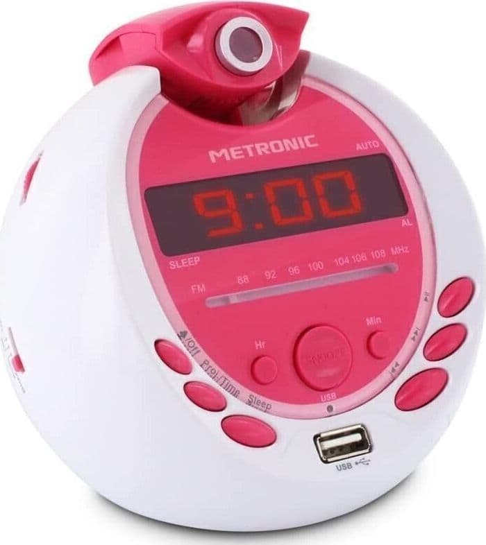 Metronic MP3 USB proiezione radiosveglia per bambini - bianco e rosa - 9