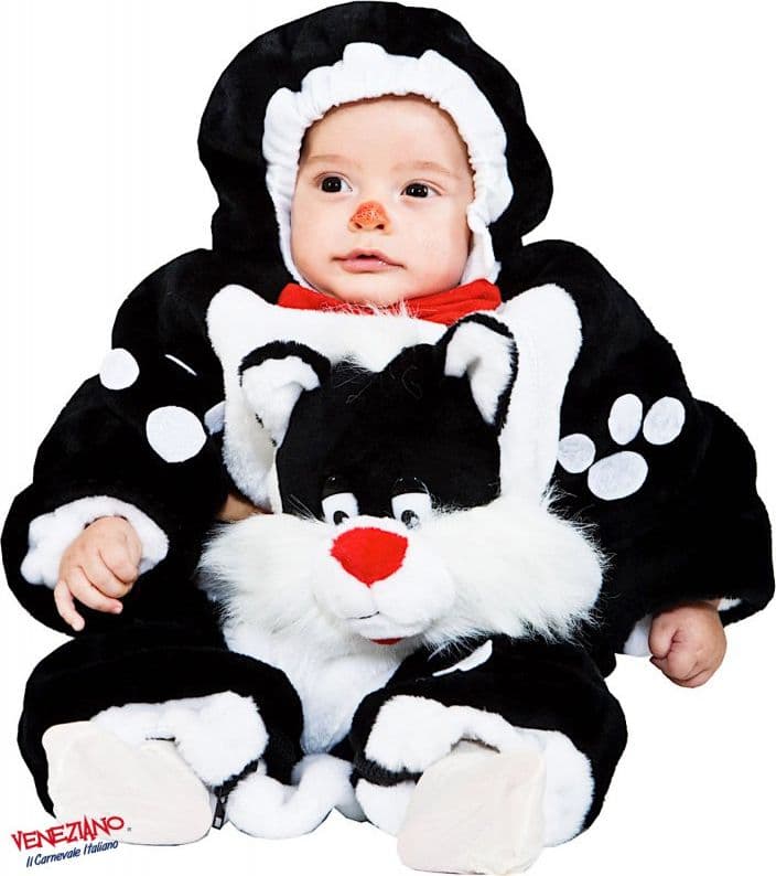 Costume carnevale piccolo gatto maldestro da 3 a 12 mesi - veneziano 3211 - 3