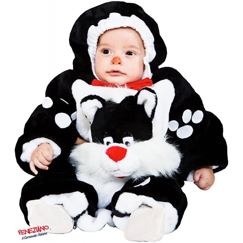 Costume carnevale piccolo gatto maldestro da 3 a 12 mesi - veneziano 3211 - 3