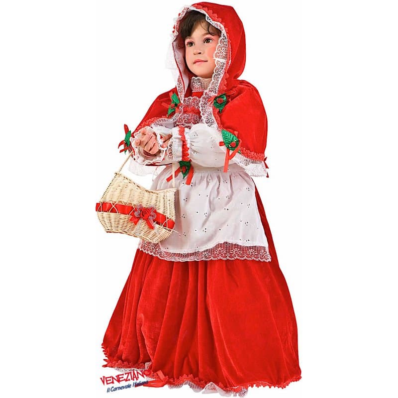 Costume carnevale cappuccetto rosso in velluto da 2 a 6 anni - veneziano 1171 - 3