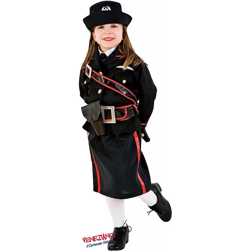 Costume carnevale carabiniere bimba da 3 a 6 anni - veneziano 3620 - 3