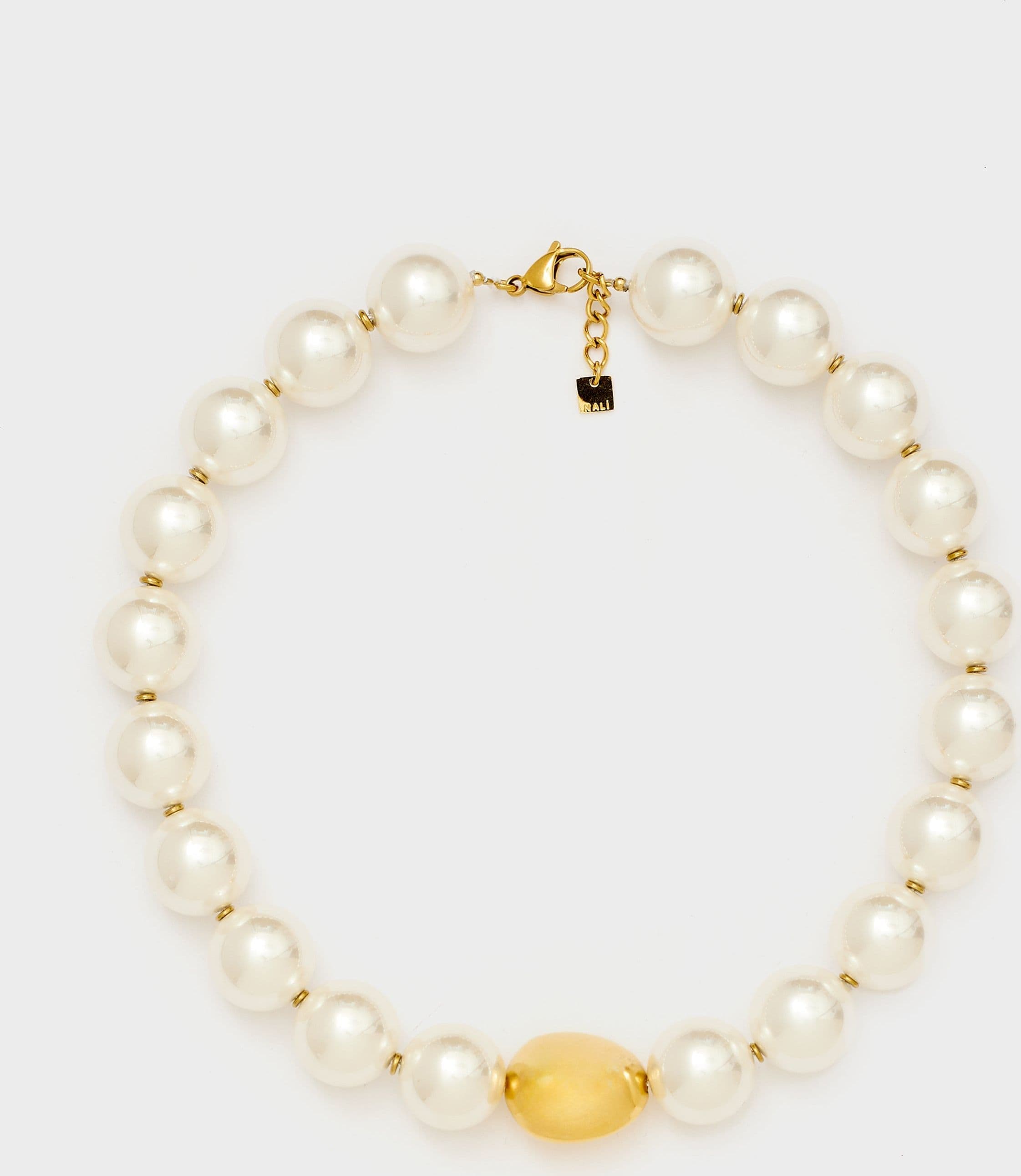 Collana pearl con elemento sfera oro - 2