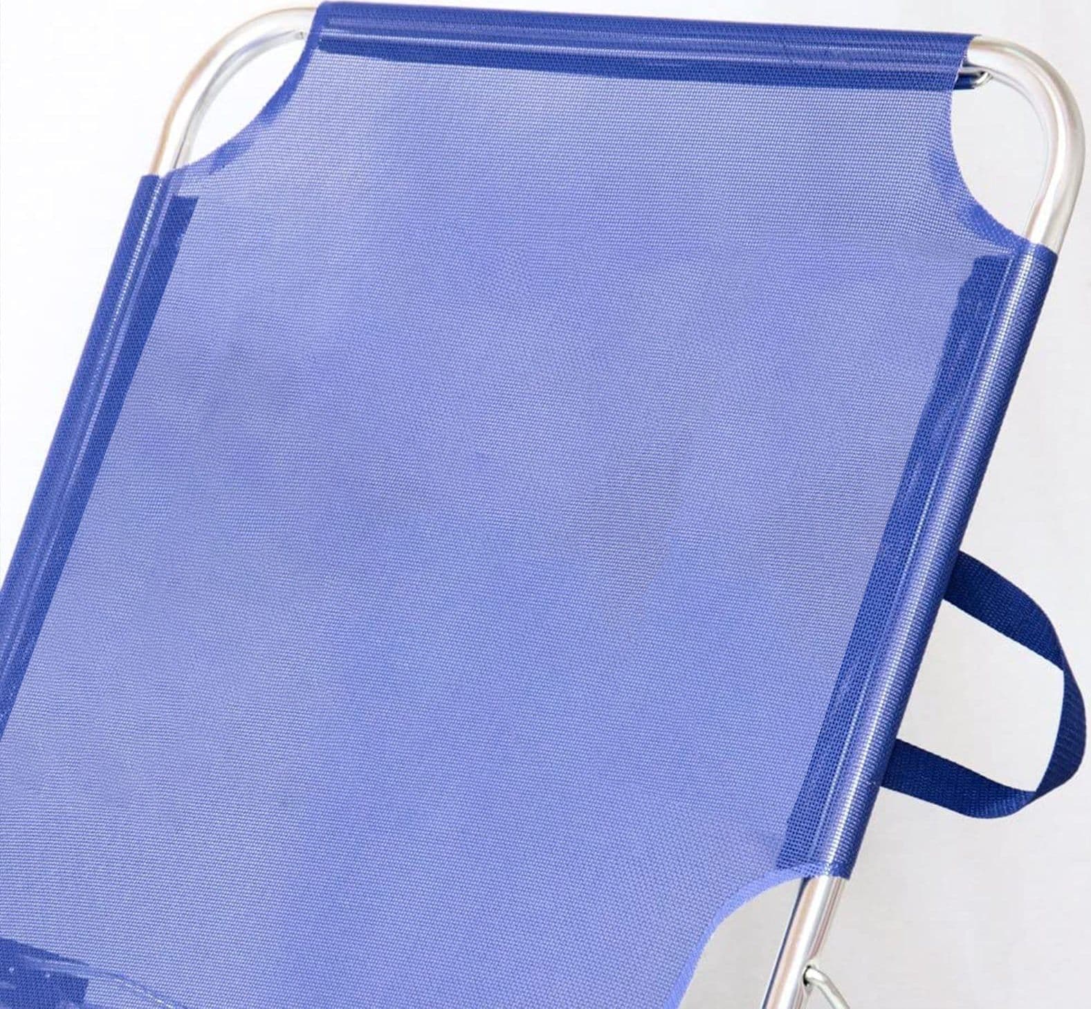 Lettino prendisole da mare e spiaggia in texilene blu brandina in alluminio - 2