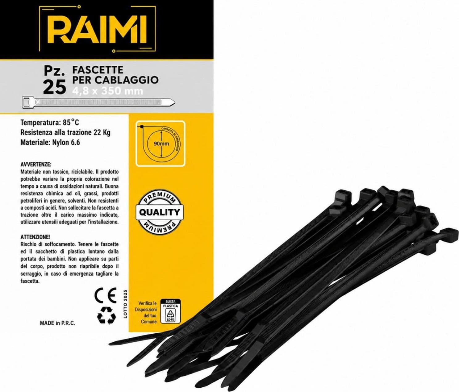 EcoPrice Fascette Cablaggio 4.8x350mm 25pz Nero RM-FC4835N - 1
