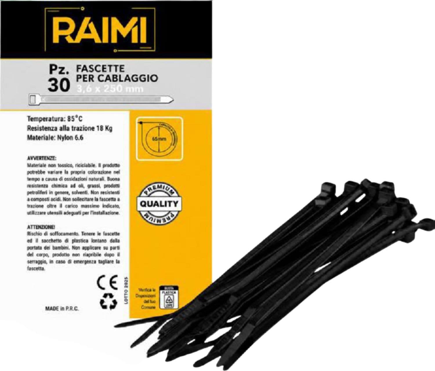 EcoPrice Fascette Cablaggio 3.6x250mm 30pz Nero RM-FC3625N - 1