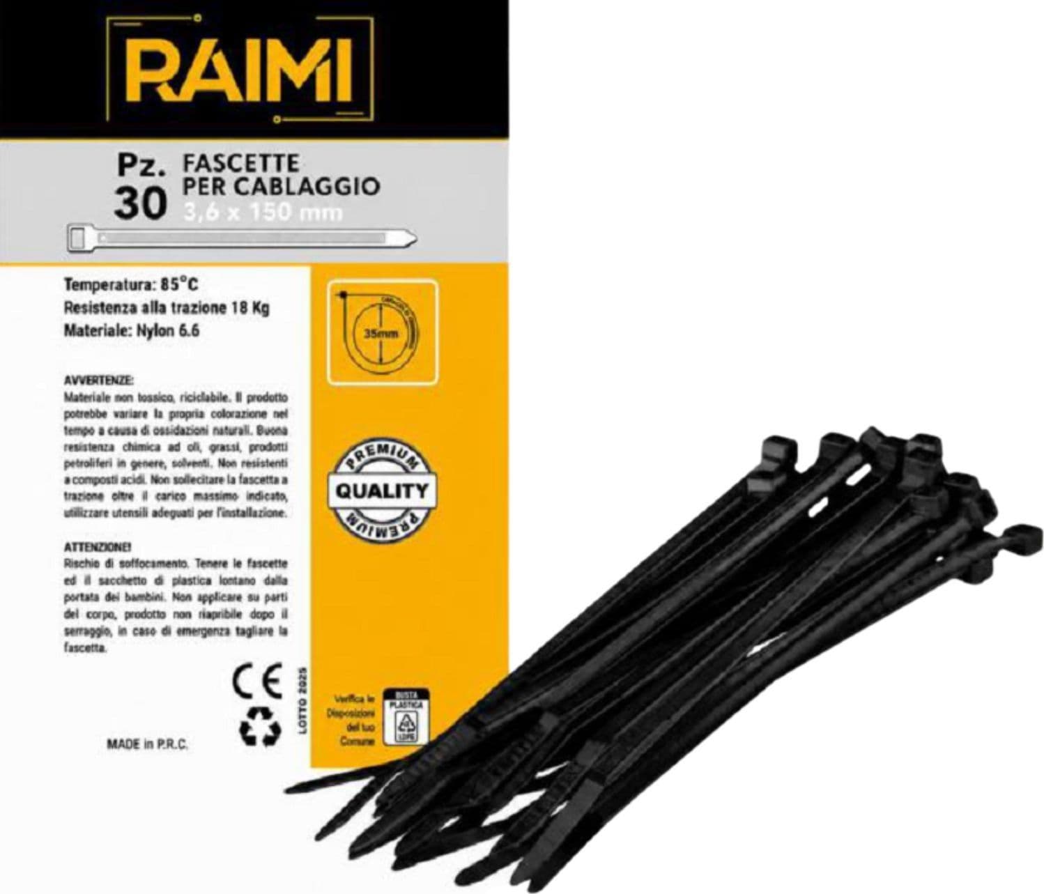 EcoPrice Fascette Cablaggio 3.6x150mm 30pz Nero RM-FC3615N - 1