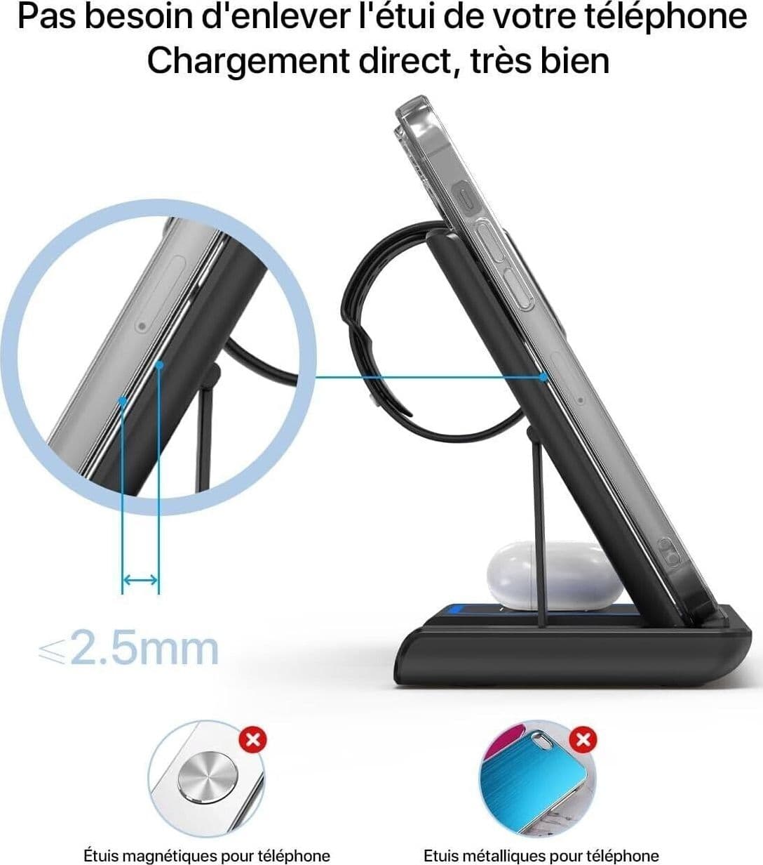 Caricabatterie wireless, stazione di ricarica wireless 3 in 1, magnetico veloce - 2