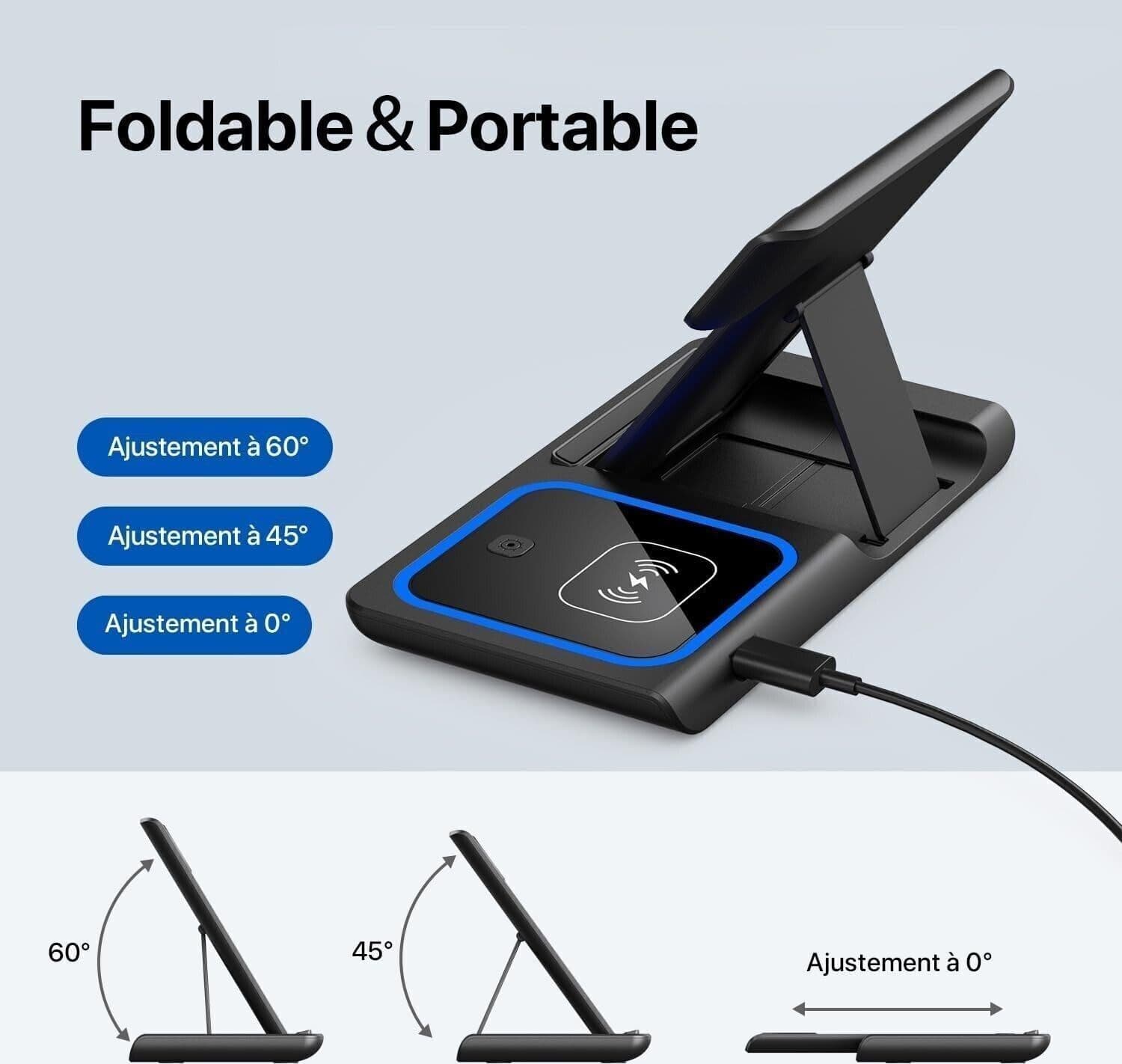Caricabatterie wireless, stazione di ricarica wireless 3 in 1, magnetico veloce - 5