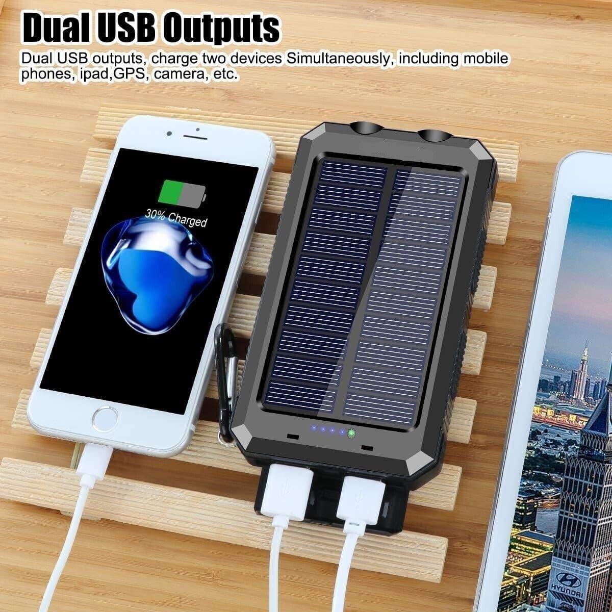 Caricabatterie Solare Solar Power Bank 20000Mah Impermeabile Portatile Di Backup - 3