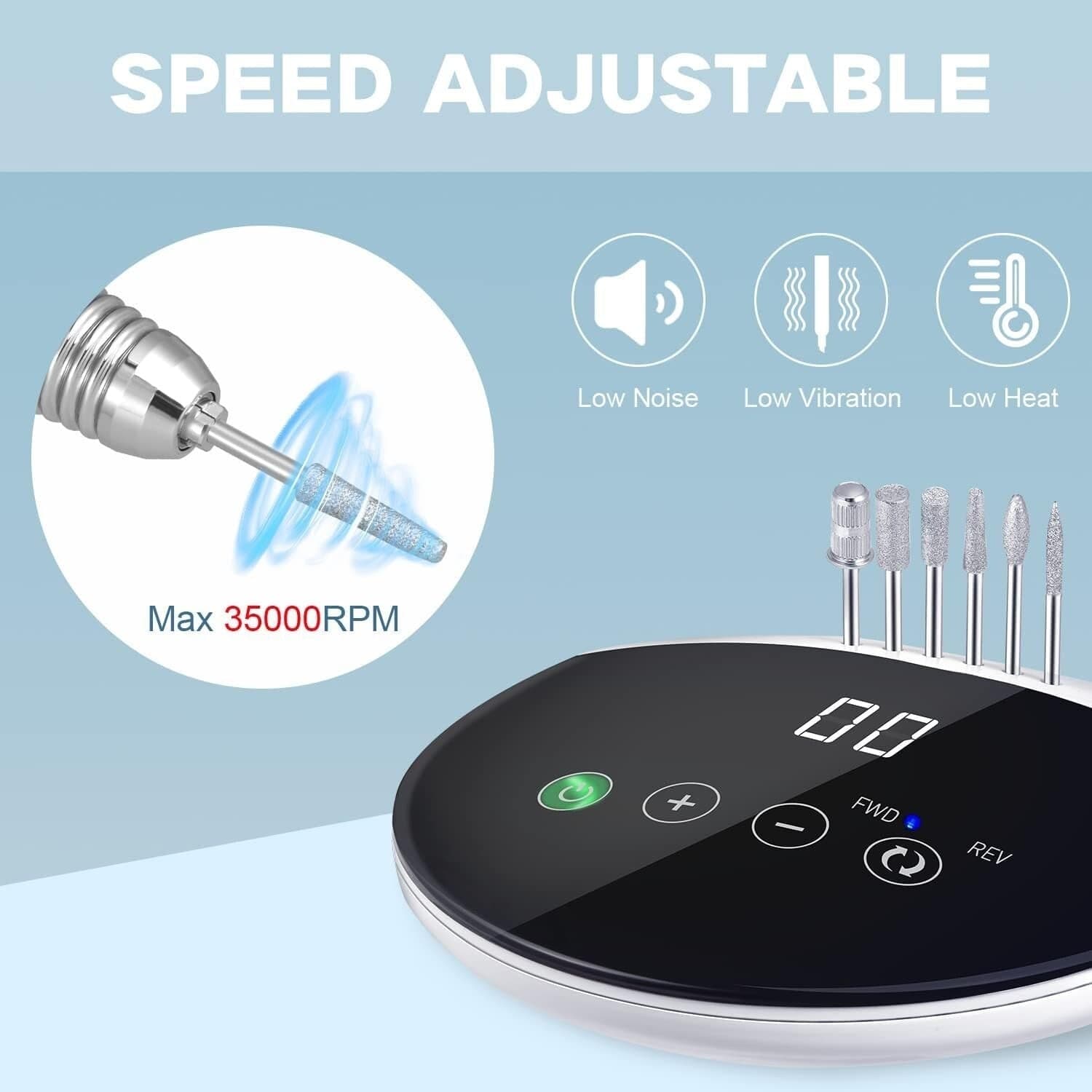 Lima per Unghie Elettrica con Pulsanti a Sfioramento e Display Digitale LED HD - 3
