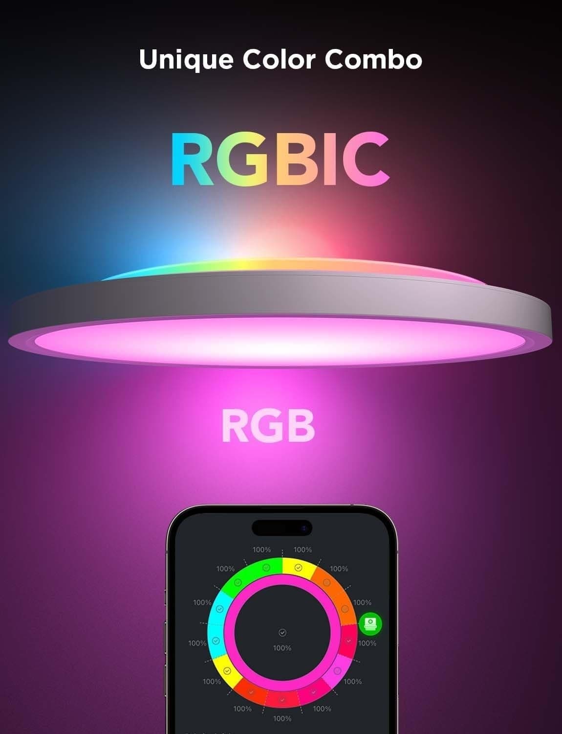 Plafoniera intelligente Govee LED RGBIC a filo 2400LM 12 pollici 2200K-6500K - 2