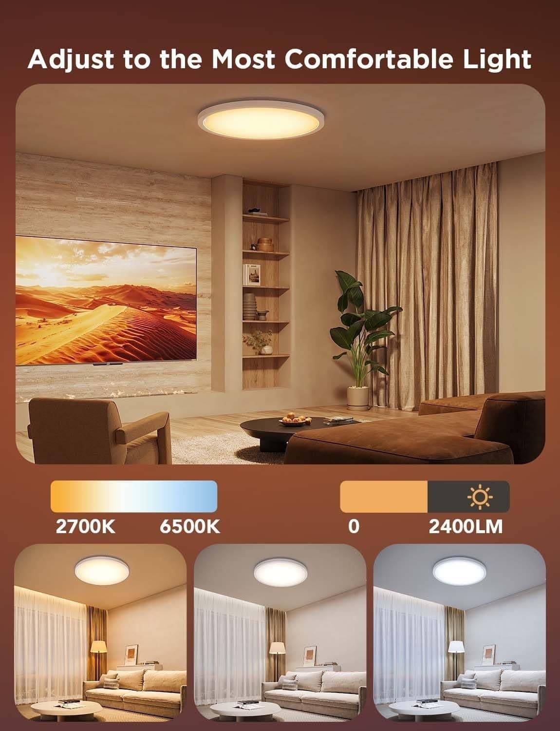 Plafoniera intelligente Govee LED RGBIC a filo 2400LM 12 pollici 2200K-6500K - 9