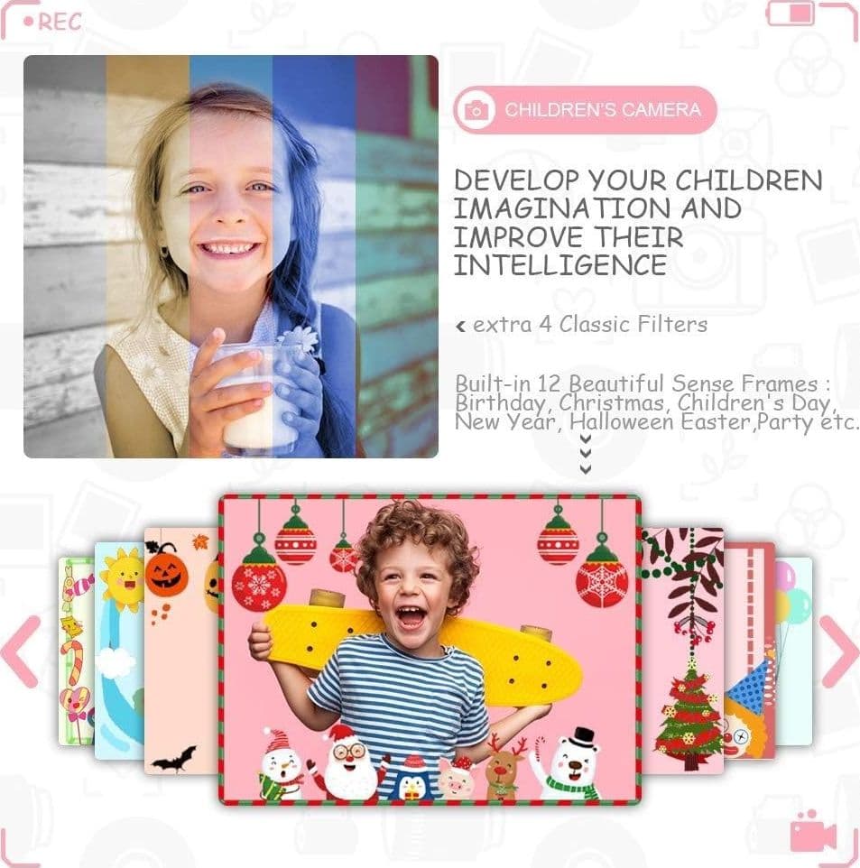 Fotocamere digitali per bambini con schermo grande da 3,5 pollici risoluzione HD - 2