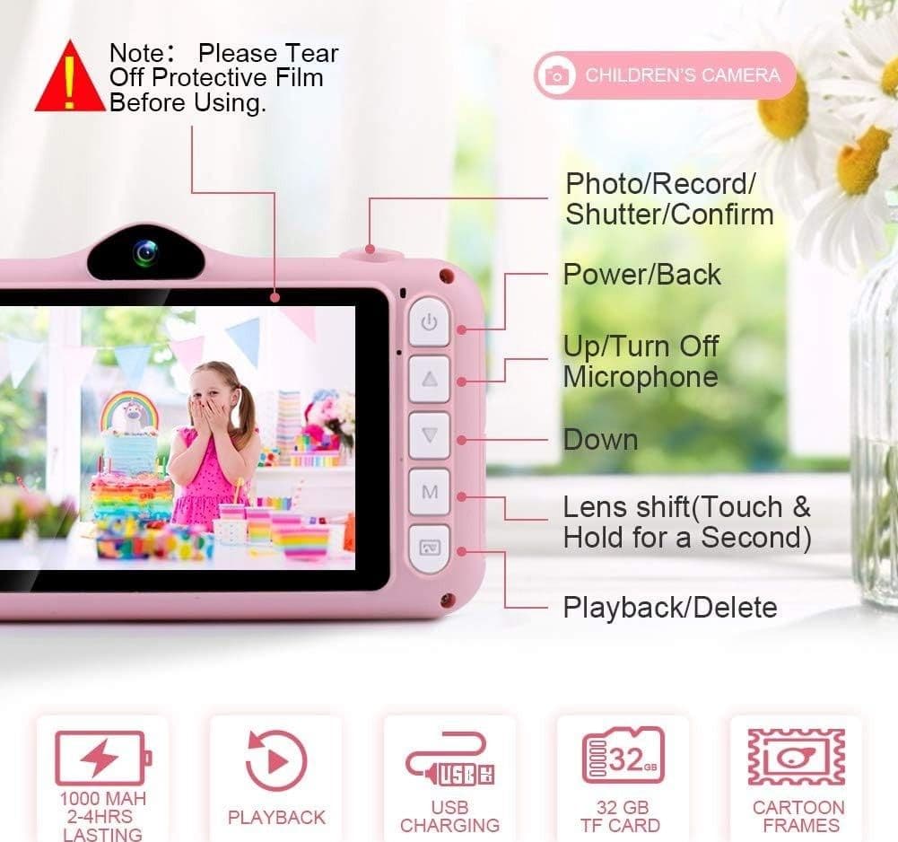 Fotocamere digitali per bambini con schermo grande da 3,5 pollici risoluzione HD - 3