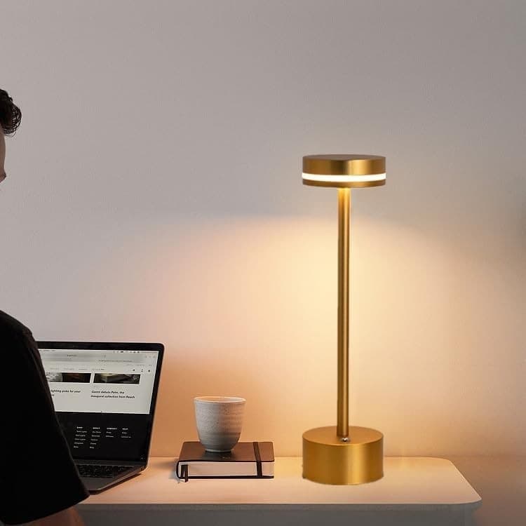 Lampada da tavolo senza fili a  batteria a 3 colori regolabili dimmerabile touch - 2