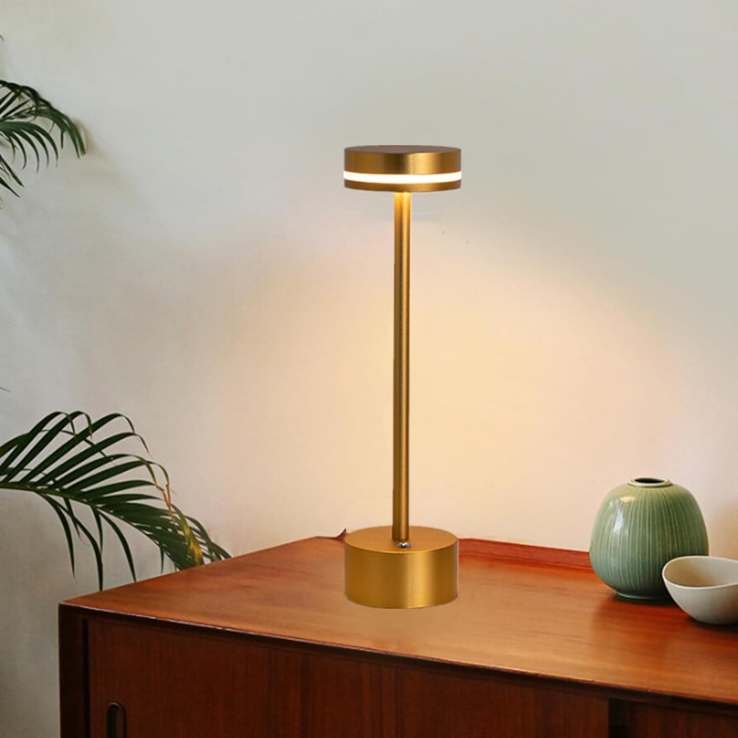 Lampada da tavolo senza fili a  batteria a 3 colori regolabili dimmerabile touch - 4