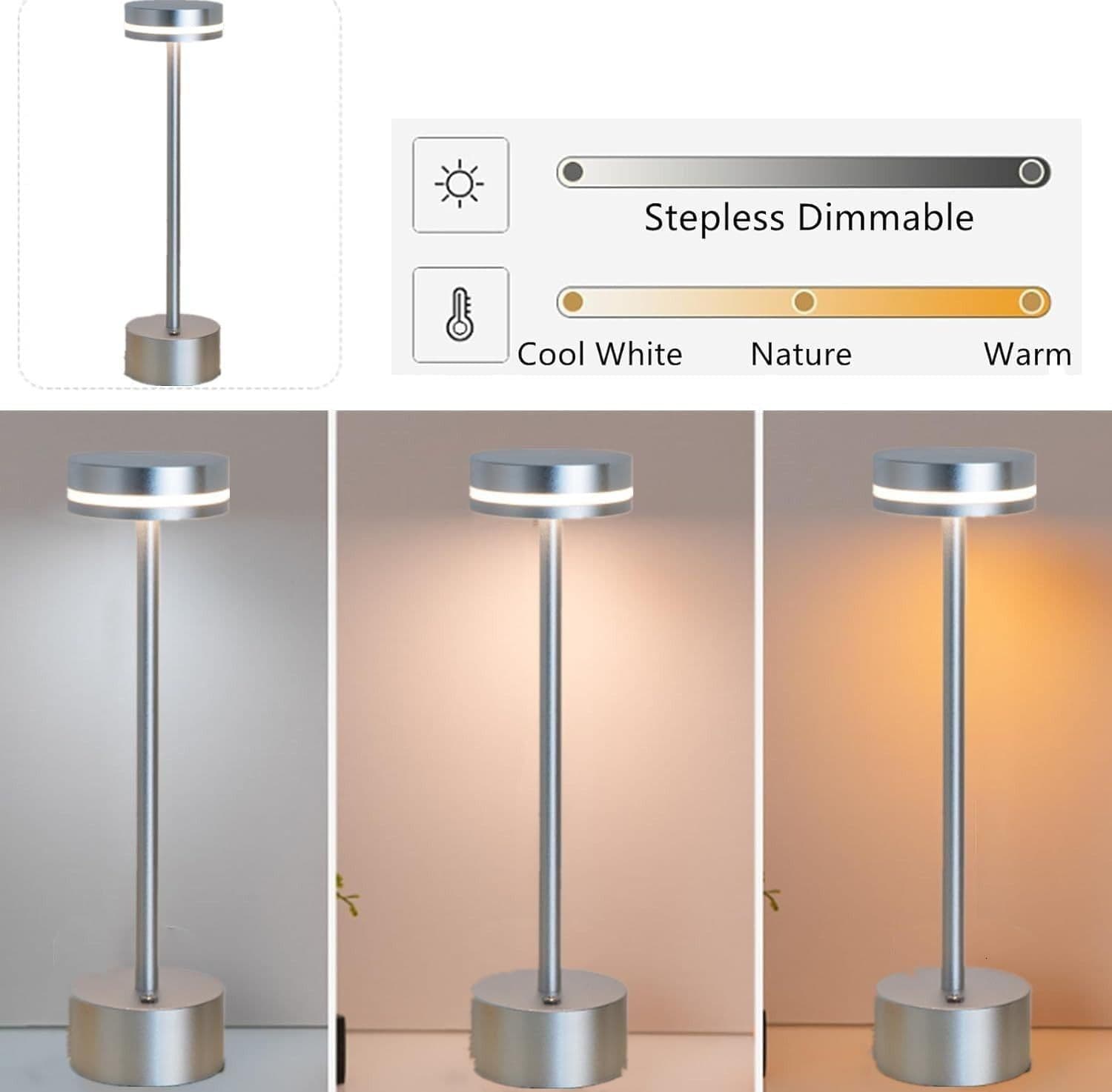 Lampada da comodino illuminazione della stanza 3 colori regolabili 3 colori rego - 3