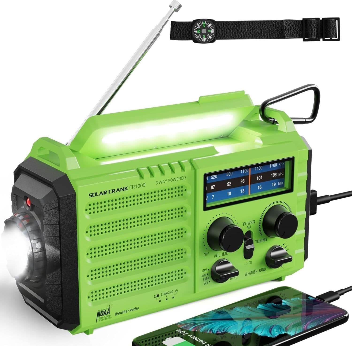 Radio di emergenza a manovella ROCAM CR1009 e radio meteorologica professionale - 9