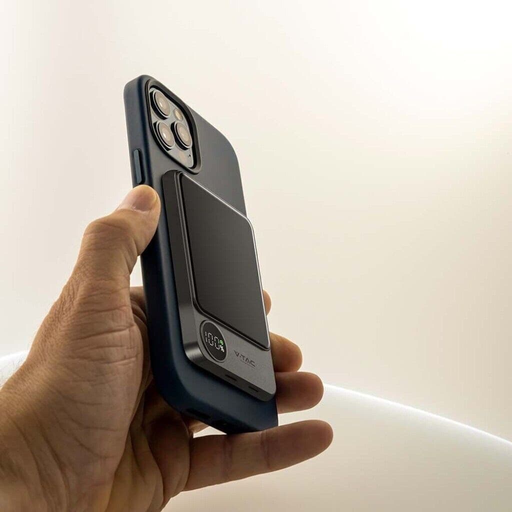 POWER BANK MAGNETICO WIRELESS MAGNETICO MAGSAFE ULTRA SOTTILE 5000MAH GRIGIO - 4